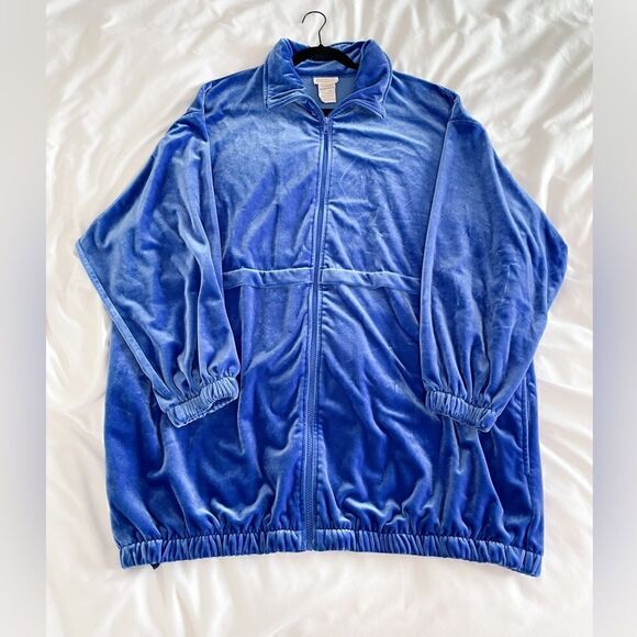 Vintage 80’s blue velour roaman’s track jacket 2x 2xl plus size - Picture 1 of 11